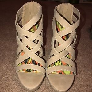 Charlotte Russe Nuede Strappy Wedges